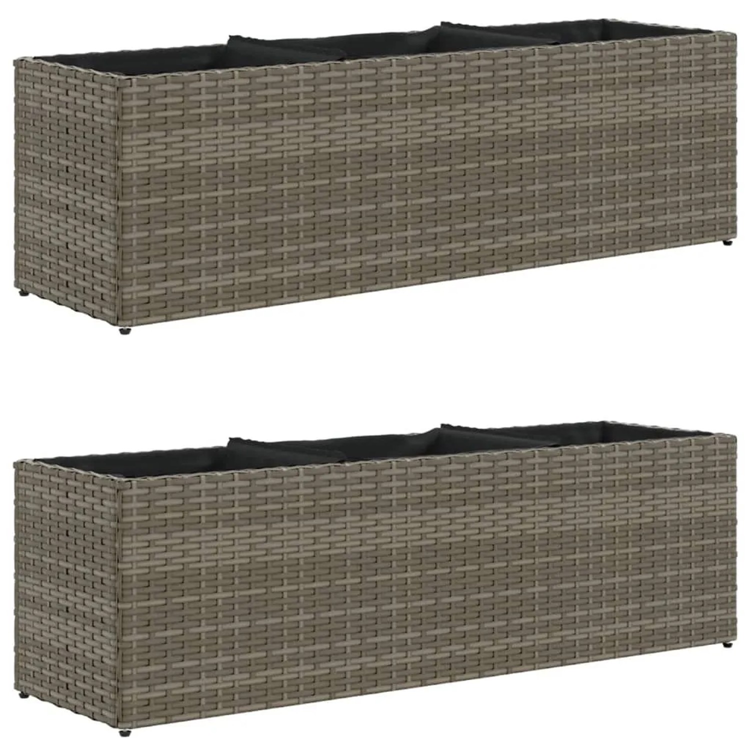vidaXL Pflanzkübel mit 3 Töpfen 2 Stk Grau 105x30x32 cm Poly Rattan 3210524
