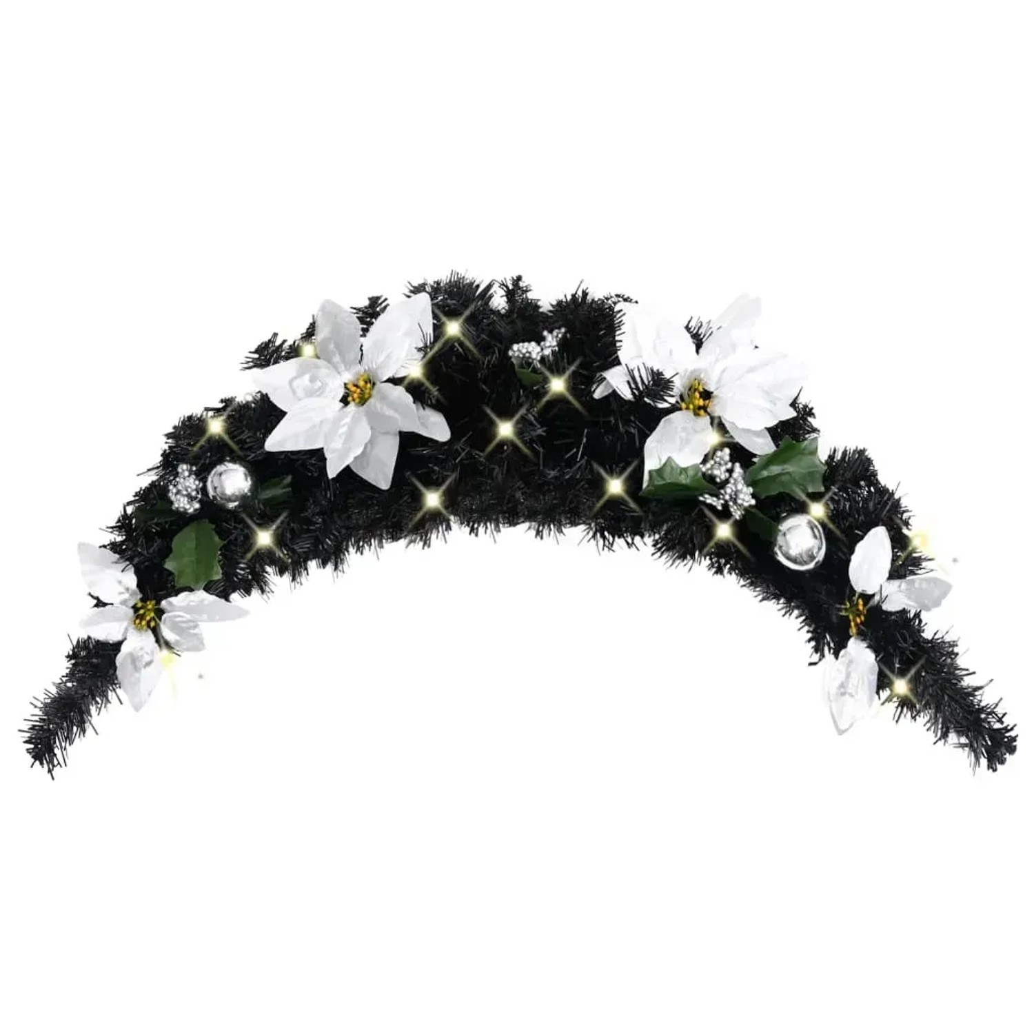 vidaXL Weihnachts-Türbogen mit LED-Lichtern Schwarz 90 cm PVC 320981
