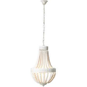 Weißer Kronleuchter Liba mit 3 Lampen, eine elegante Pendelleuchte für Innenräume.