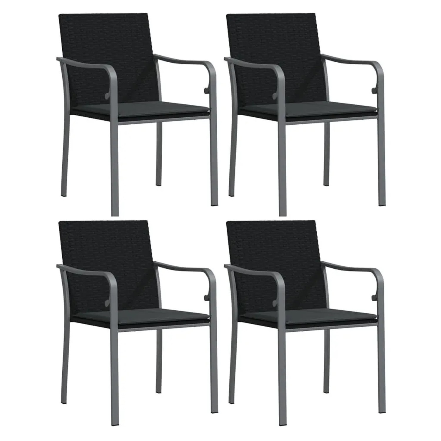 Furnicato Gartenstühle Mit Kissen 4 Stk Schwarz 56x59x84 Cm Poly Rattan