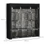 Schwarzer Stoffschrank (150x43x162,5cm) mit Kleiderstange und 10 Einlegeböden von HOMCOM.