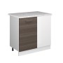 Vicco Eckunterschrank R-Line in Grau/Weiß mit Marmor Arbeitsplatte, 86 cm breit.