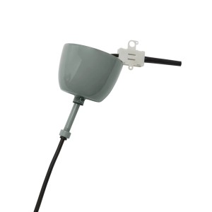 Graue PR Home Solo Pendelleuchte aus Metall mit schwarzem Kabel und Deckenhalterung.