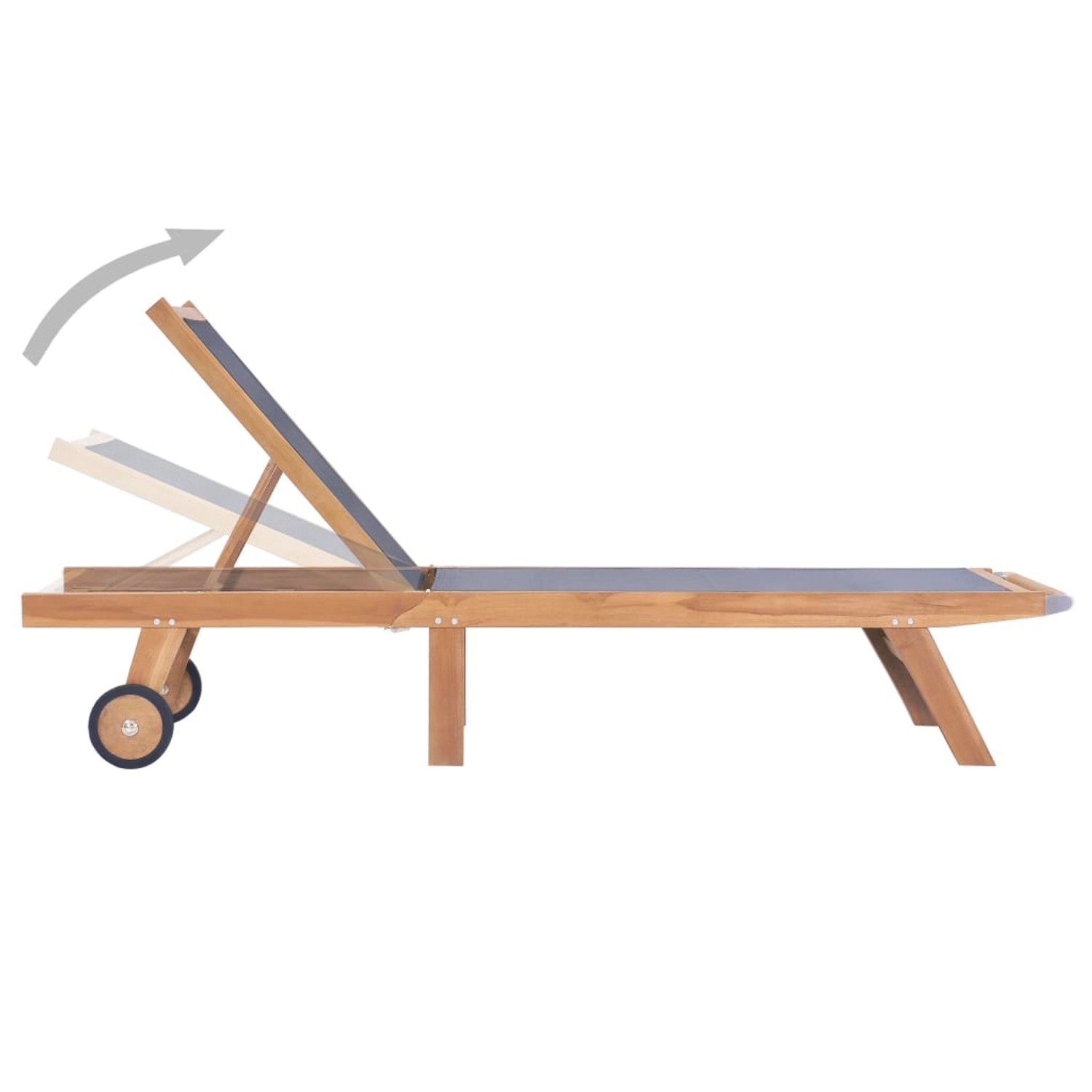 Klappbare Sonnenliege aus Teakholz mit Rollen, verstellbare Rückenlehne für Garten & Terrasse.