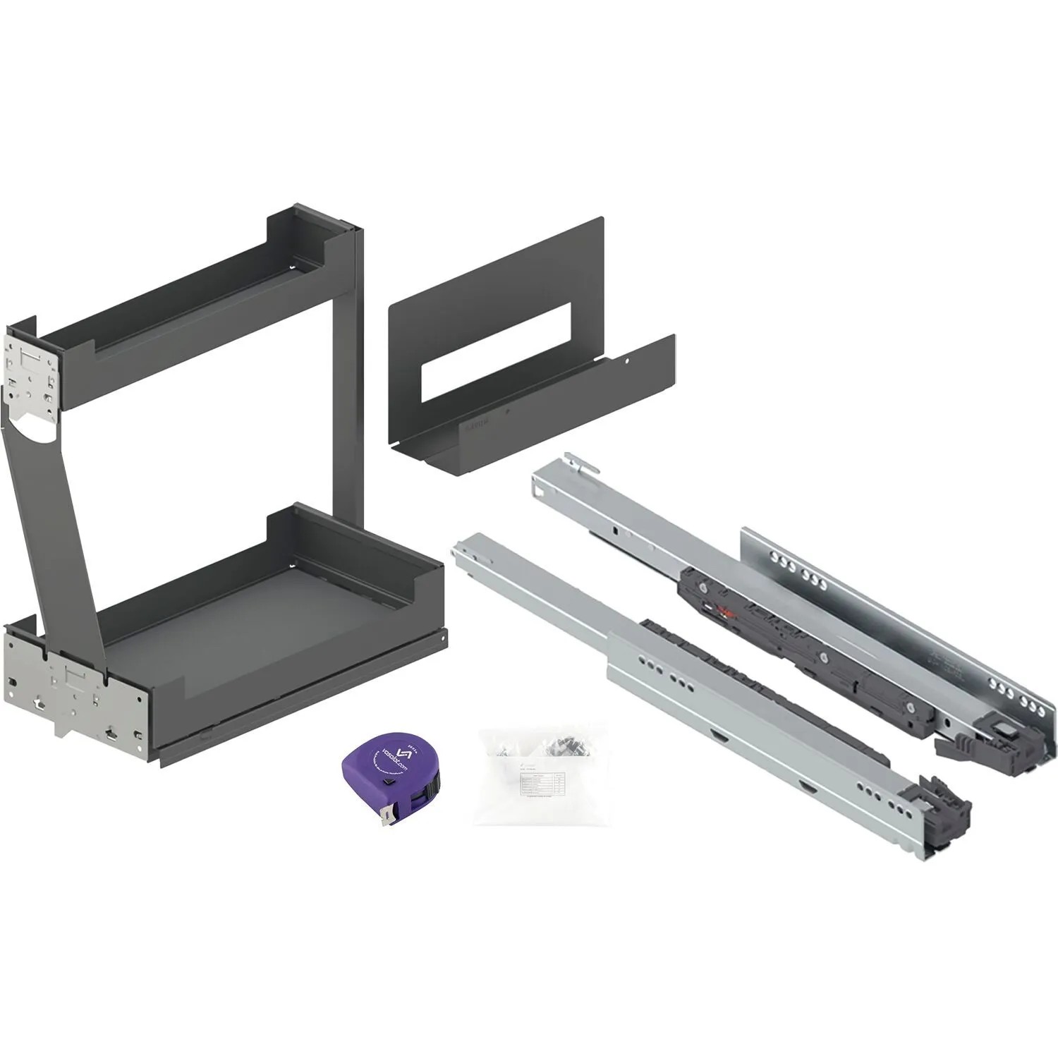 vasalat Set Pinello Board Schrankauszug 300 Links 2-Etagen Vollauszug Anthrazit