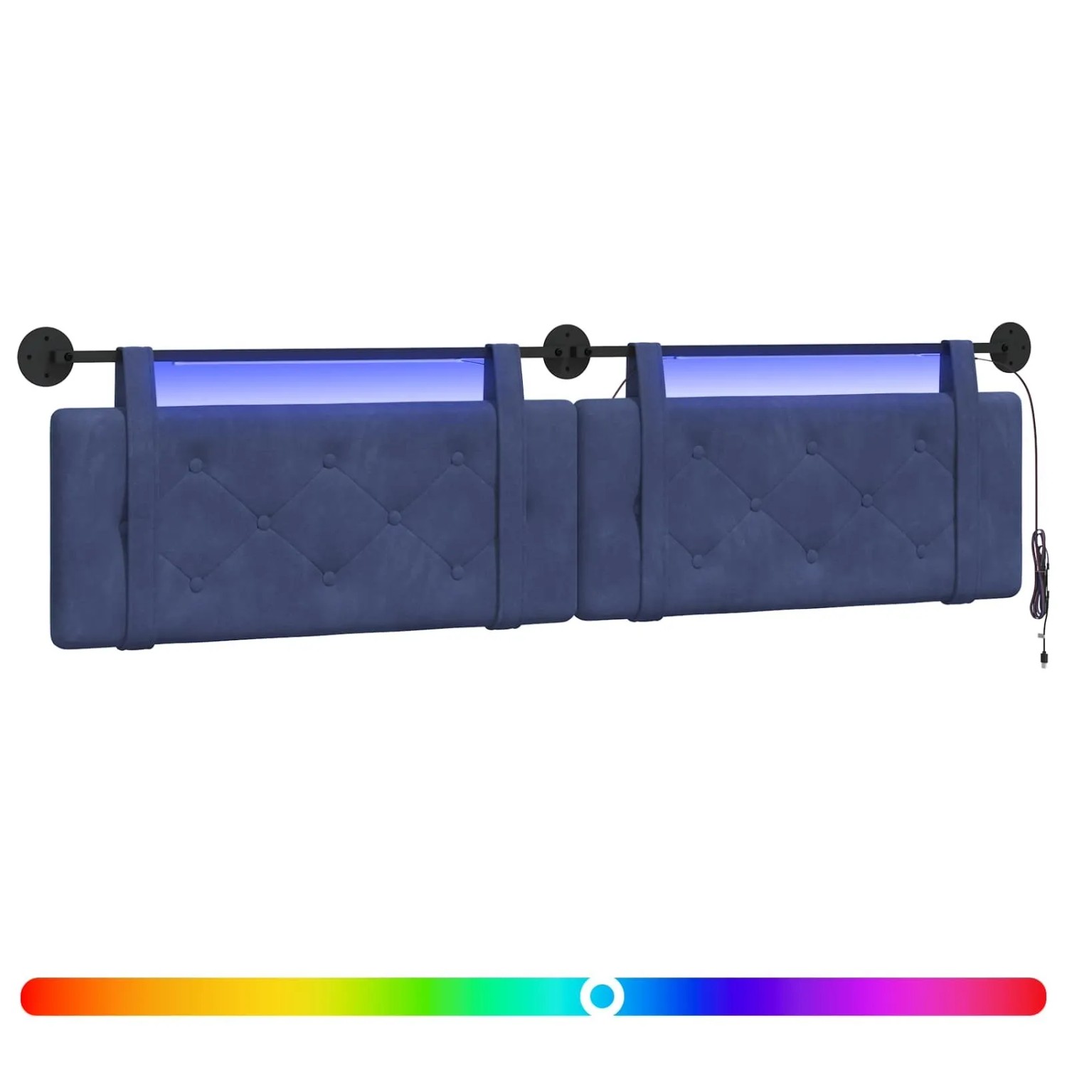 vidaXL Hängendes Kopfteil Mit LED Licht Polizeiblau Samt 3424258