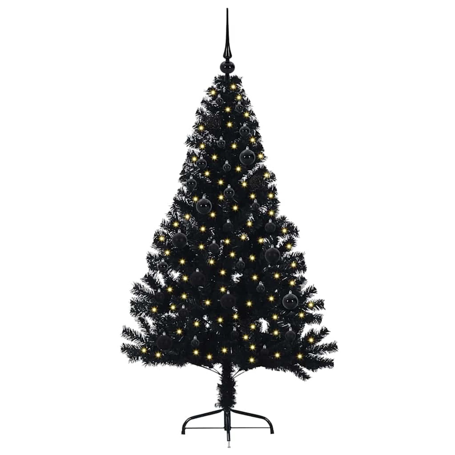 vidaXL Künstlicher Vorbeleuchteter Weihnachtsbaum Schwarz 150 cm PVC 3397129