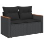 Schwarze 2-Sitzer Garten-Sofagarnitur aus Rattan mit Kissen. Teil der vidaXL Gartenmöbel-Kollektion.