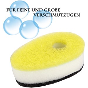 ProHome Spülschwamm im 12er Pack mit Saugnapfhalter, gelb/weiß/schwarz.