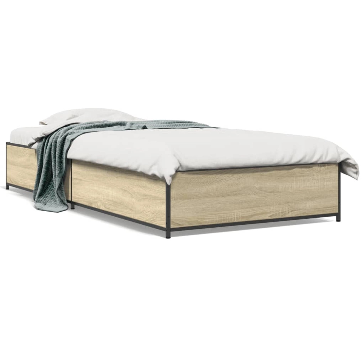 vidaXL Bettgestell Sonoma-Eiche 100x200 cm Holzwerkstoff und Metall 845107 günstig online kaufen