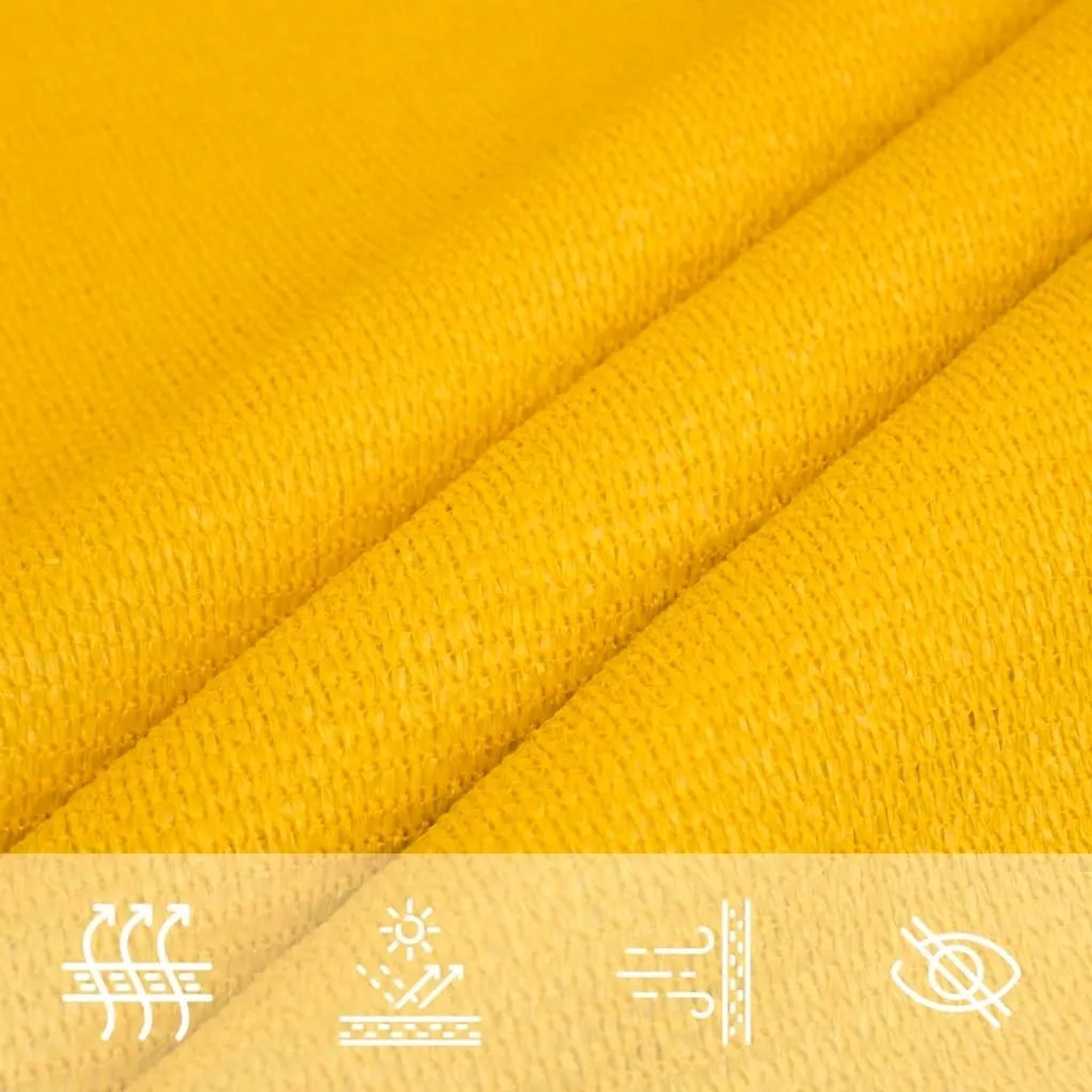 Gelbes vidaXL Sonnensegel (Trapez, 3/4x2 m) aus HDPE, Detailansicht des Materials.