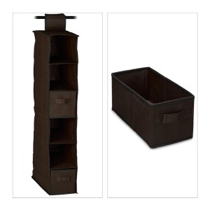 Relaxdays Hängeregal für Kleiderschrank Vlies Braun Faltbar 82 cm x 14,5 cm x 30 cm
