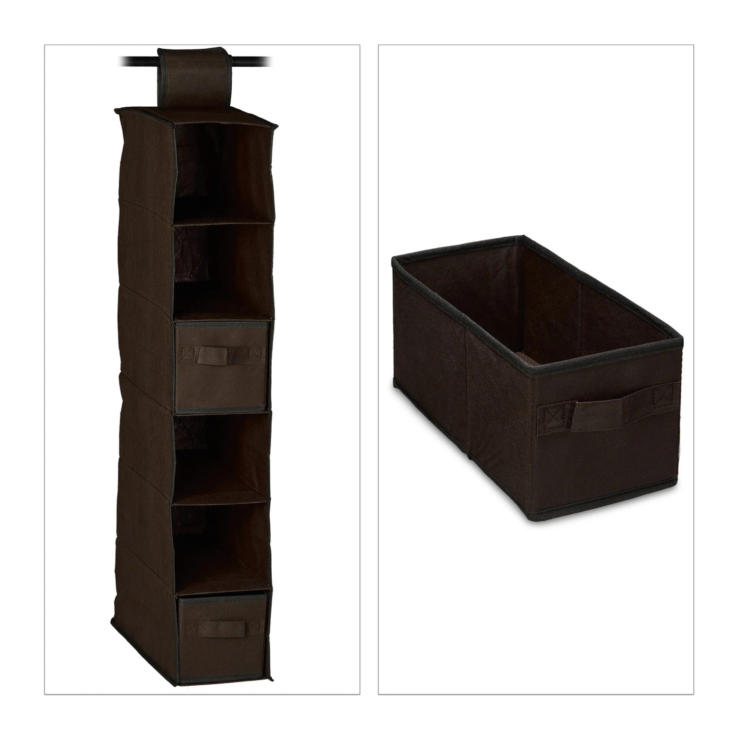 Relaxdays Hängeregal für Kleiderschrank Vlies Braun Faltbar 82 cm x 14,5 cm x 30 cm