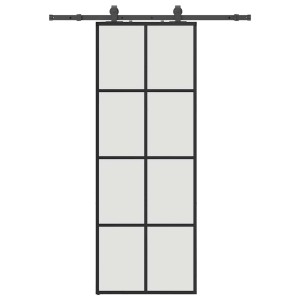 Schwarze vidaXL Schiebetür mit ESG-Glas, 76x205 cm, inklusive Beschlag.