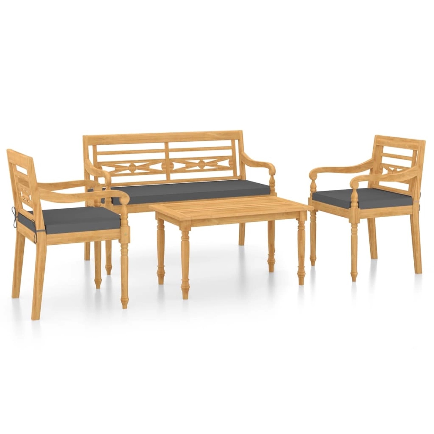 vidaXL 4-tlg Garten-Lounge-Set mit Kissen Massivholz Teak Modell 2 günstig online kaufen