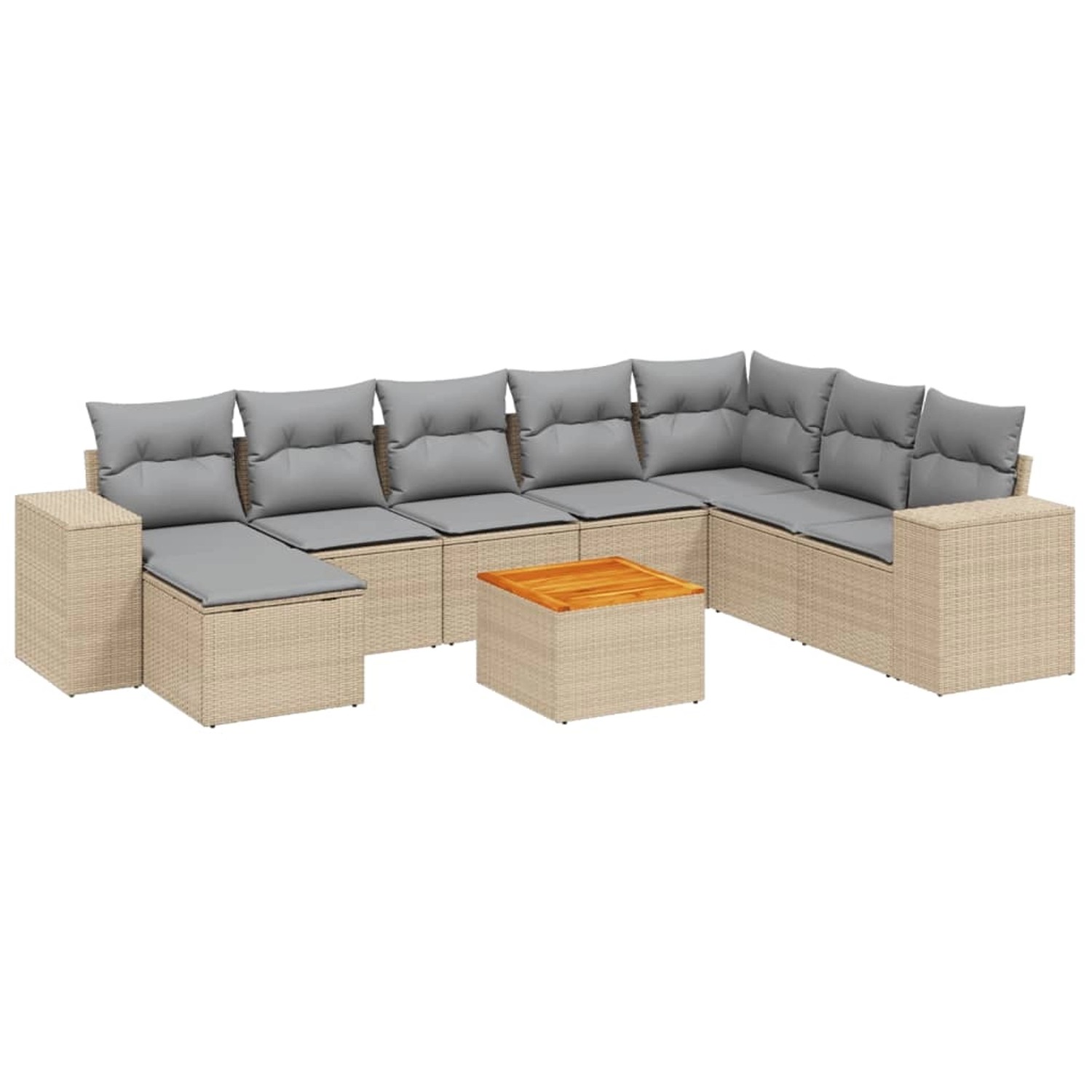 vidaXL 9-Tlg Garten-Sofagarnitur mit Kissen Beige Poly Rattan 3257914 günstig online kaufen