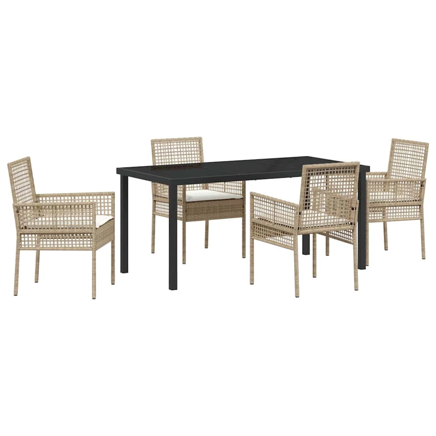 vidaXL 5-Teilige Garten Essgruppe mit Kissen Beige Poly Rattan 3379894 günstig online kaufen
