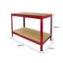 Monstershop Q Rax Werkbank, 100 cm, rot, mit zwei Ablagen und Stahlrahmen.