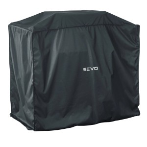 Schwarze Severin Grillabdeckung Sevo GTS aus wasserabweisendem Oxford-Gewebe.