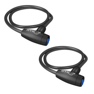 2er-Set Basi Spiralschlösser ZR 312, Kabelschlösser für Fahrräder, schwarz mit Staubschutz.