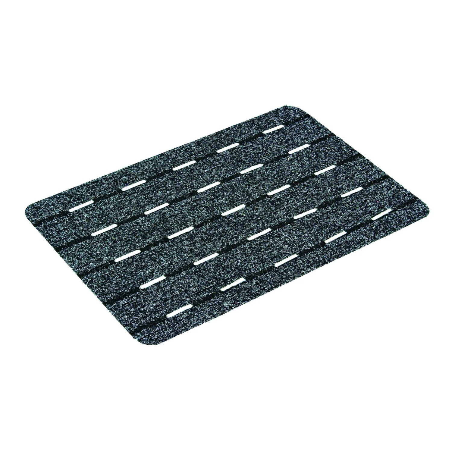 Anthrazitfarbene Astra Türmatte Perfo Rips, 40x60 cm, mit Rillenstruktur für Sauberkeit im Eingangsbereich.