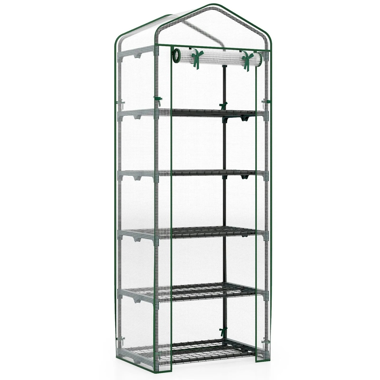 Costway Gewächshaus Klein mit 5 Regalböden Aus Metall 69 x 48 x 190 cm