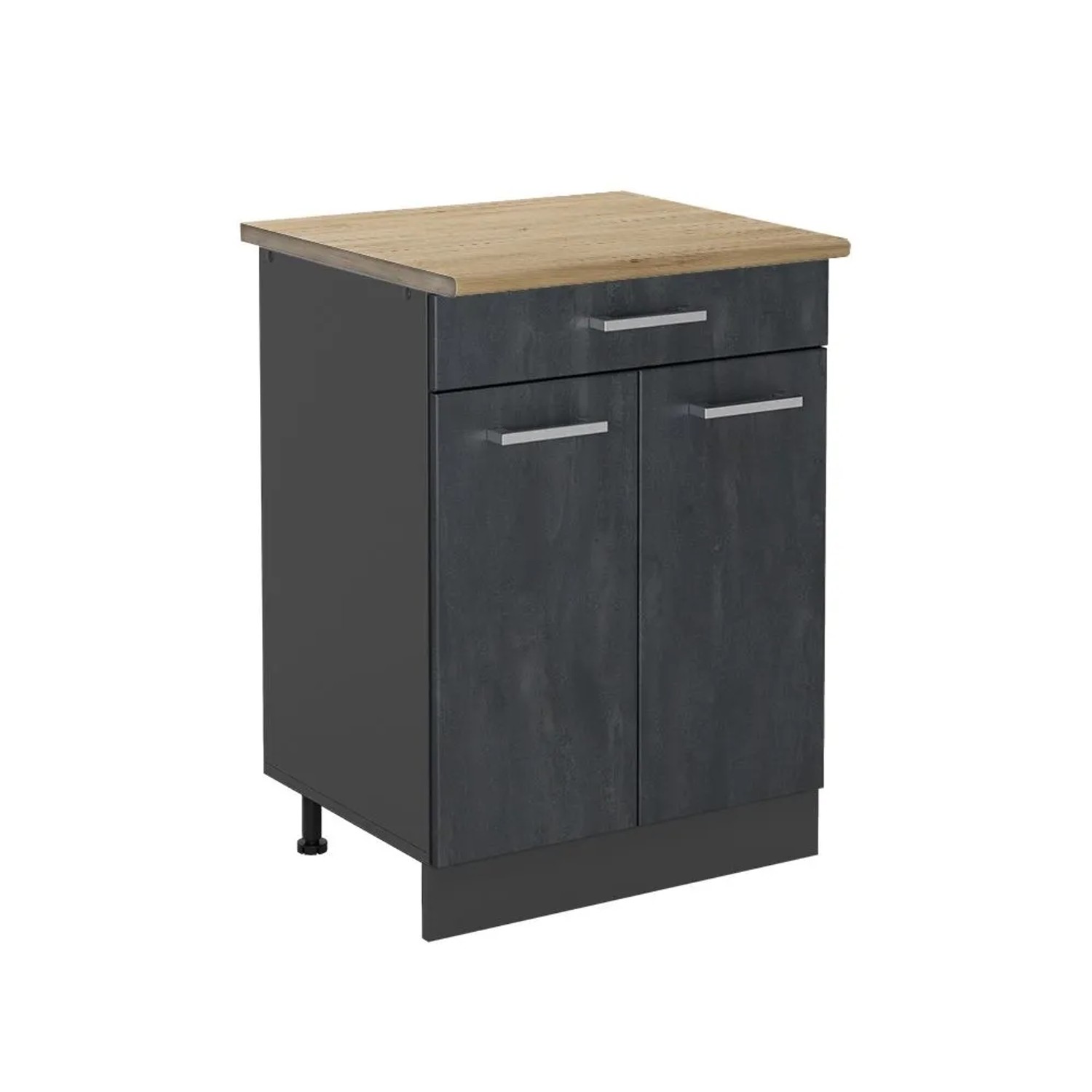 Vicco Küchenunterschrank R-Line Schwarz Beton Anthrazit 80 cm AP Eiche