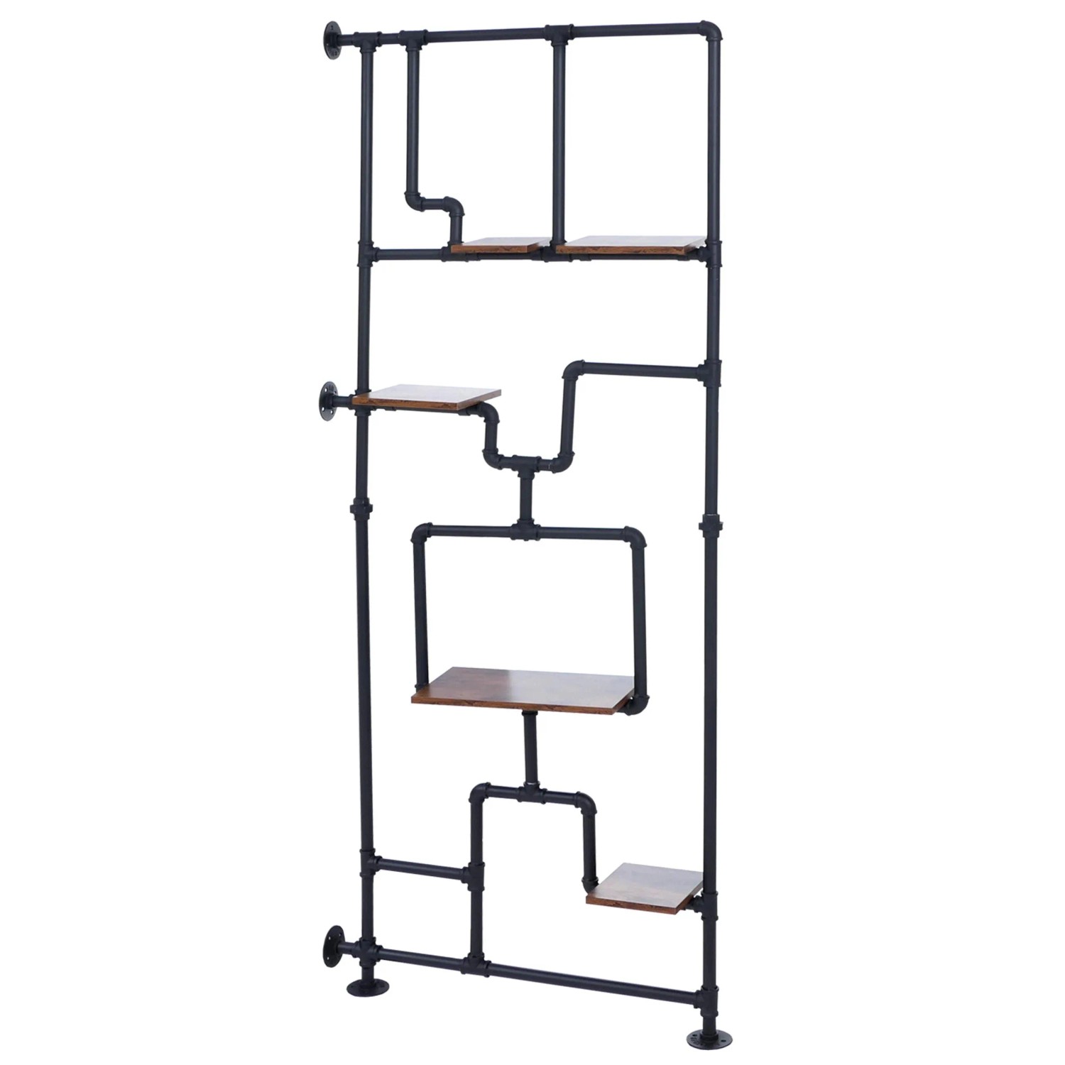 MCW Raumteiler Mit Regal P10 Industrial Metall Melamin 203x80x20cm Dunkelbraun