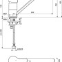Technische Zeichnung: Ideal Standard Cerafit BlueStart Küchenarmatur, Chrom, mit Maßangaben.