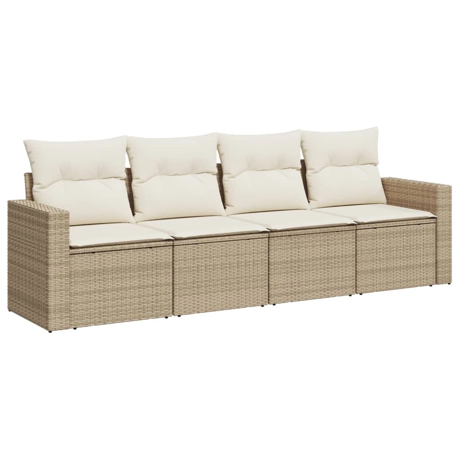 vidaXL 4-Tlg Garten-Sofagarnitur mit Kissen Beige Poly Rattan 3218668 günstig online kaufen