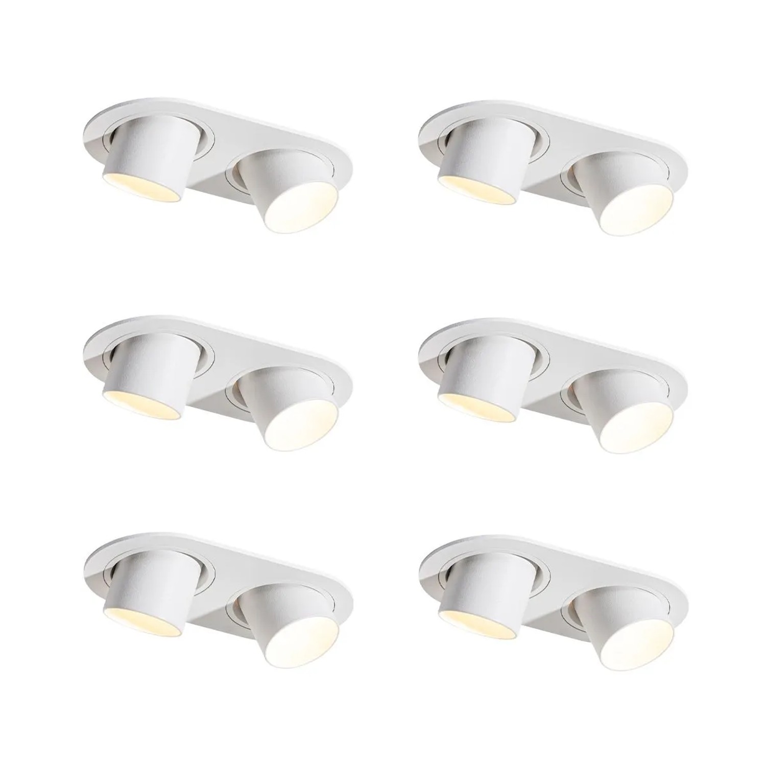 QAZQA Set mit 6 EinbauSpots Weiß GU10 35mm Neigbar 2 Licht Installa