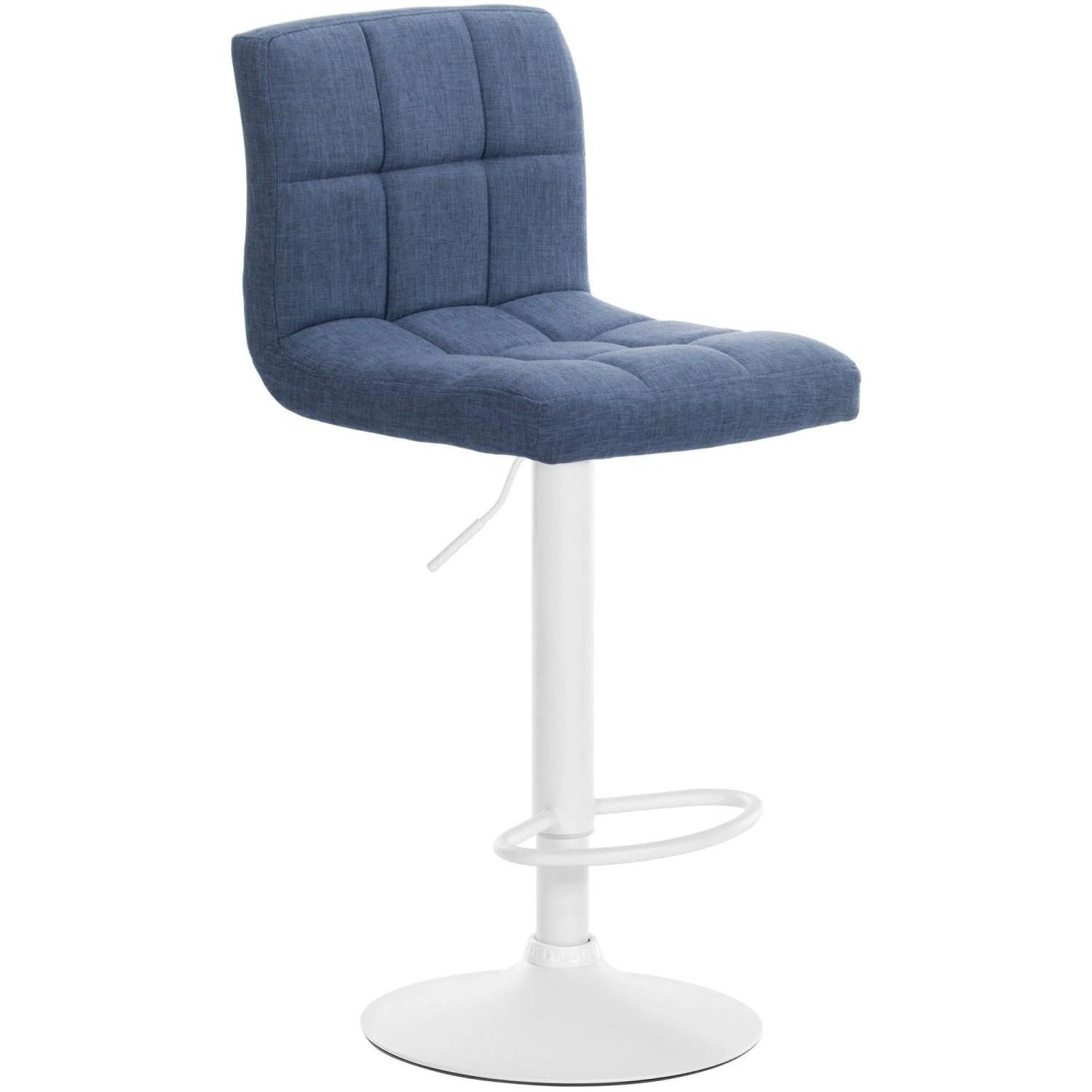 DELUKE Barhocker MADRID Blau Stoff Weiß Barstuhl Mit Lehne Tresenhocker Tresenstuhl