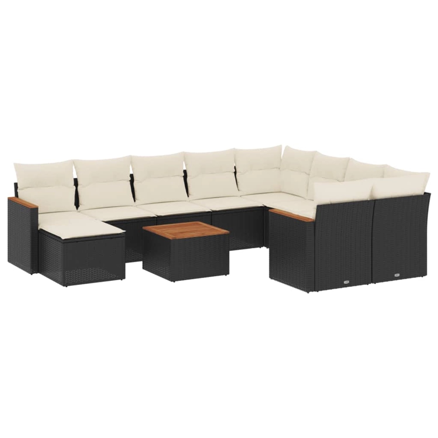 vidaXL 11-Tlg Garten-Sofagarnitur mit Kissen Schwarz Poly Rattan 3258962