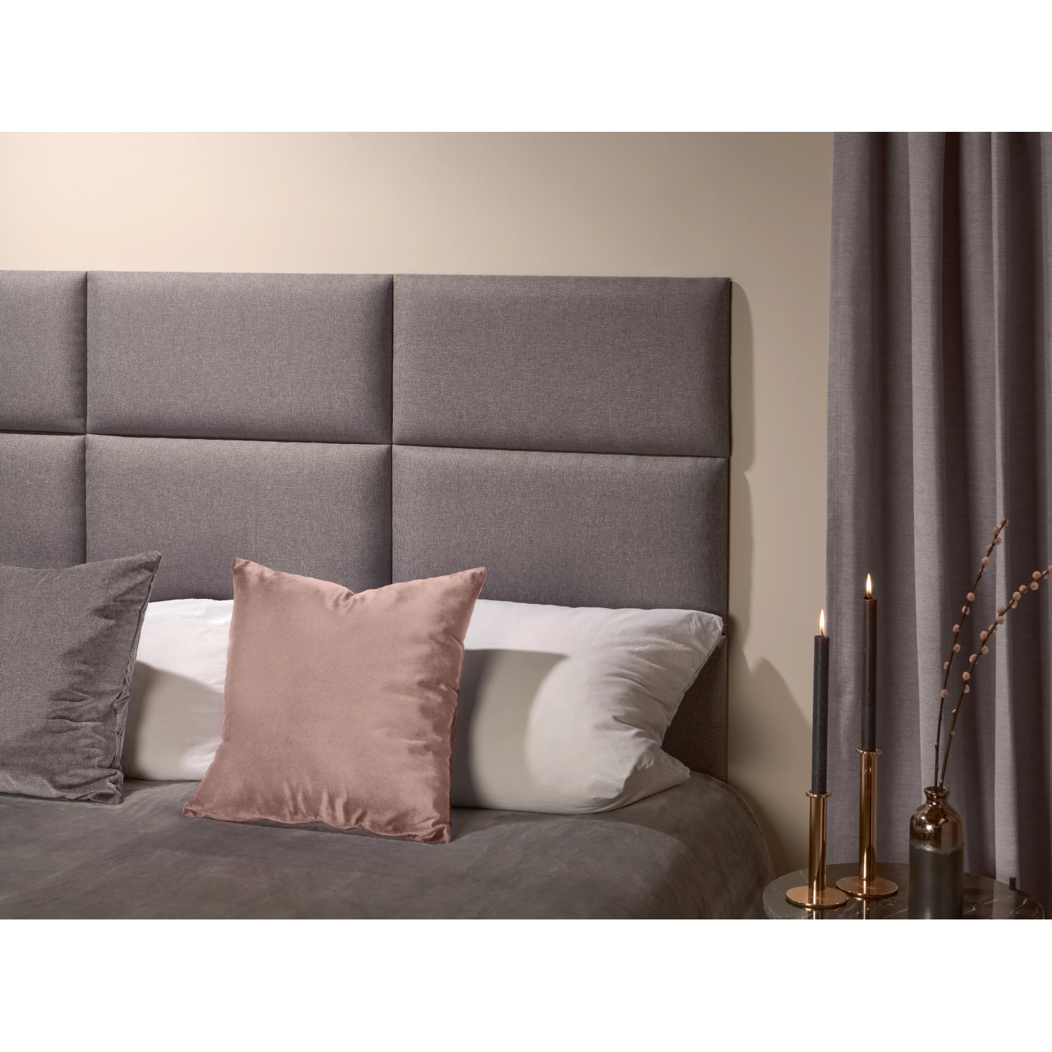 Wandkissen Bolster, 120x15cm, Dunkelgrau Struktur als Kopfteil am Bett. Dekor-Paneel für Wandgestaltung.