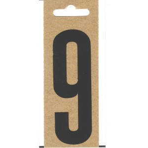 Schwarze Folien-Zahl 9, selbstklebend, 100 mm hoch, für Boote und Briefkästen.