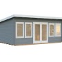 Palmako Gartenhaus Lisa, 530x380 cm, grau-weiß lackiert. Holz-Gartenhaus mit Doppeltür und Fenstern.