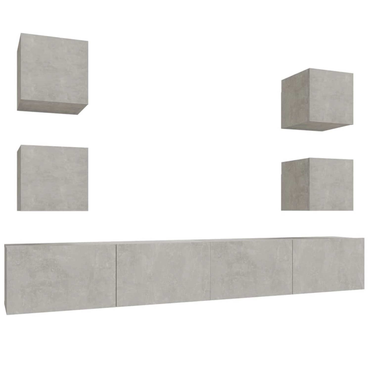 VidaXL 6-tlg. TV-Schrank-Set Betongrau Holzwerkstoff 4