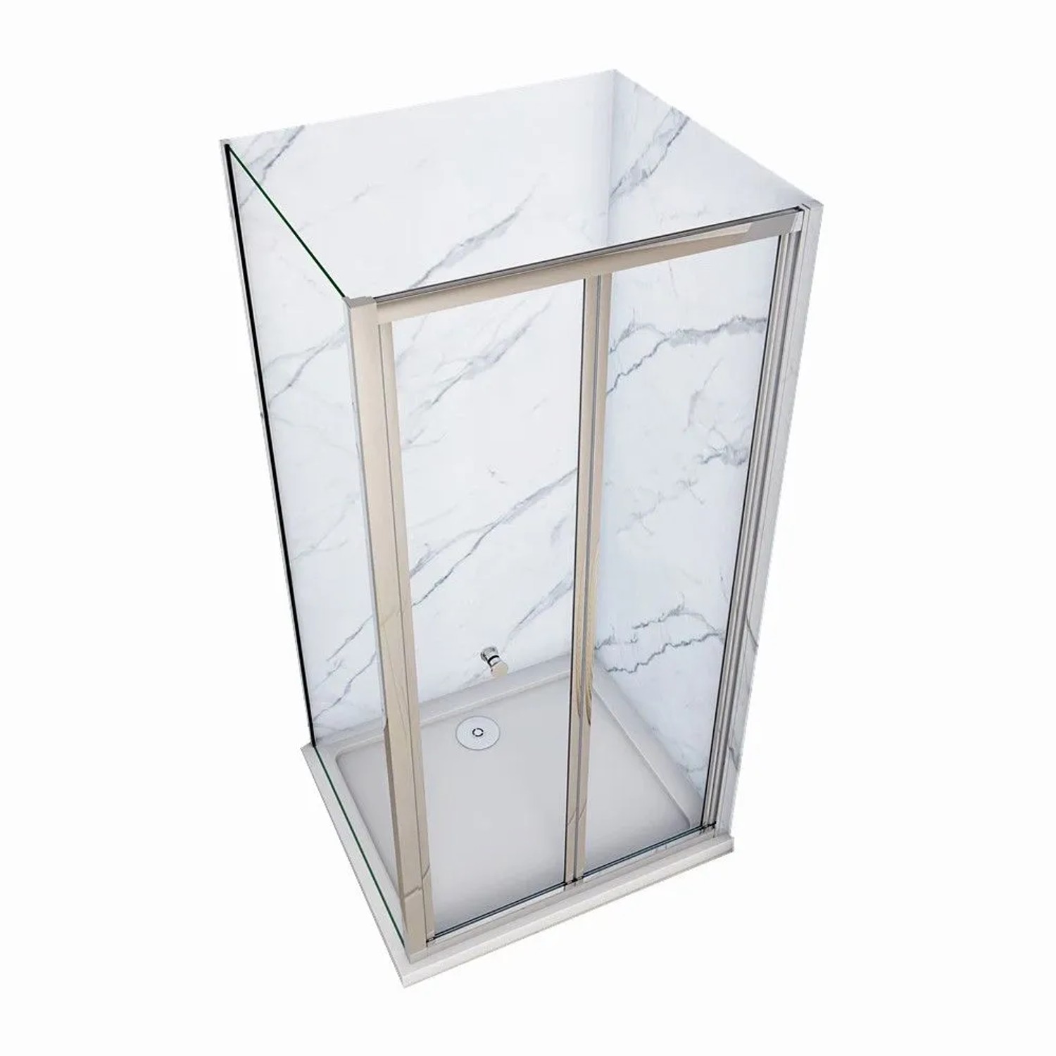 Duschparadies 90 x 70 x 185cm Duschkabine Falttür Mit Seitenwand 5mm ESG Glas Dusche Hochglanz Verchromt