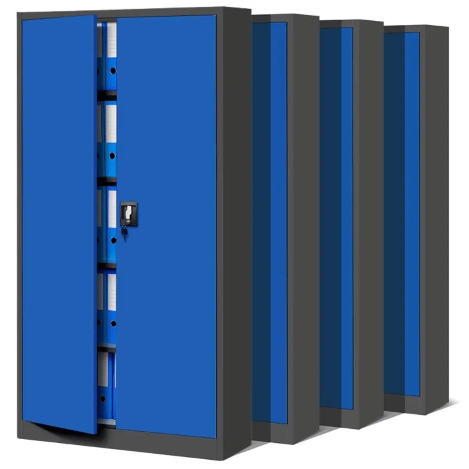 JAN NOWAK Aktenschrank Abschließbar 4er Set JAN 185 x 90 x 40 cm Anthrazit-Blau