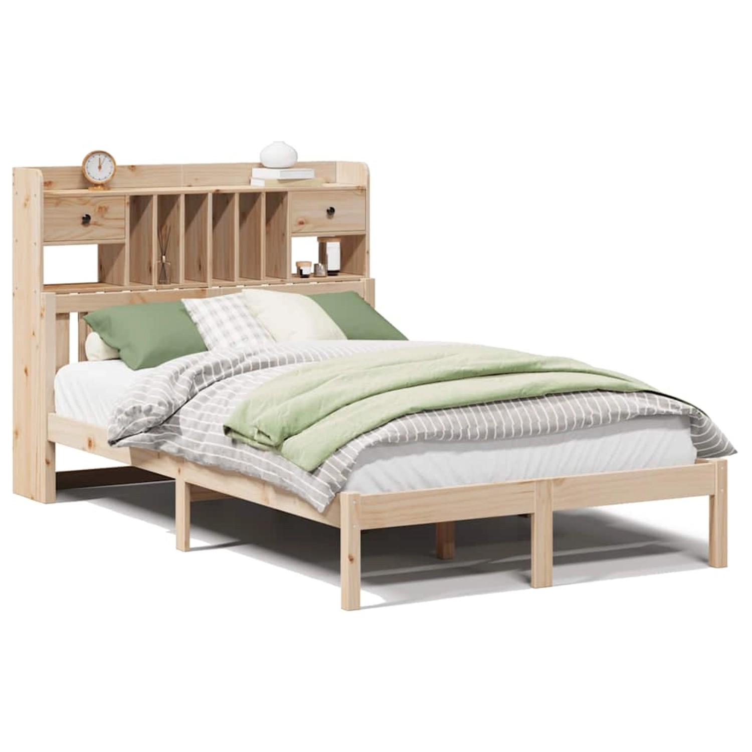 vidaXL Massivholzbett mit Regal ohne Matratze 135x190 cm Kiefer 3322331 günstig online kaufen