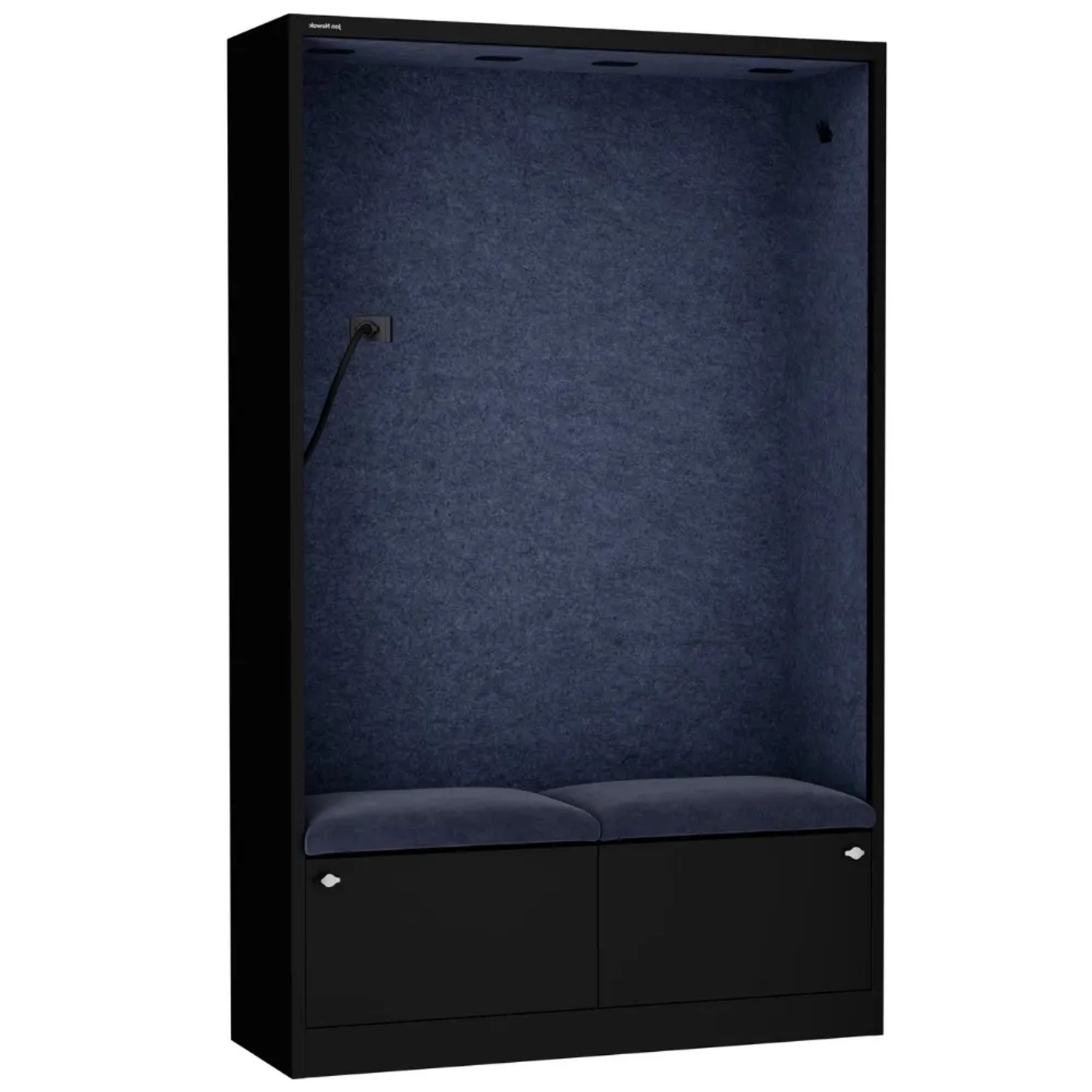 JAN NOWAK Akustikkabine mit Schalldämmung SALLY 185x115x40cm Schwarz-Blau Telefonkabine Meetingbox Telefonbox Akustikbox Bürokabine