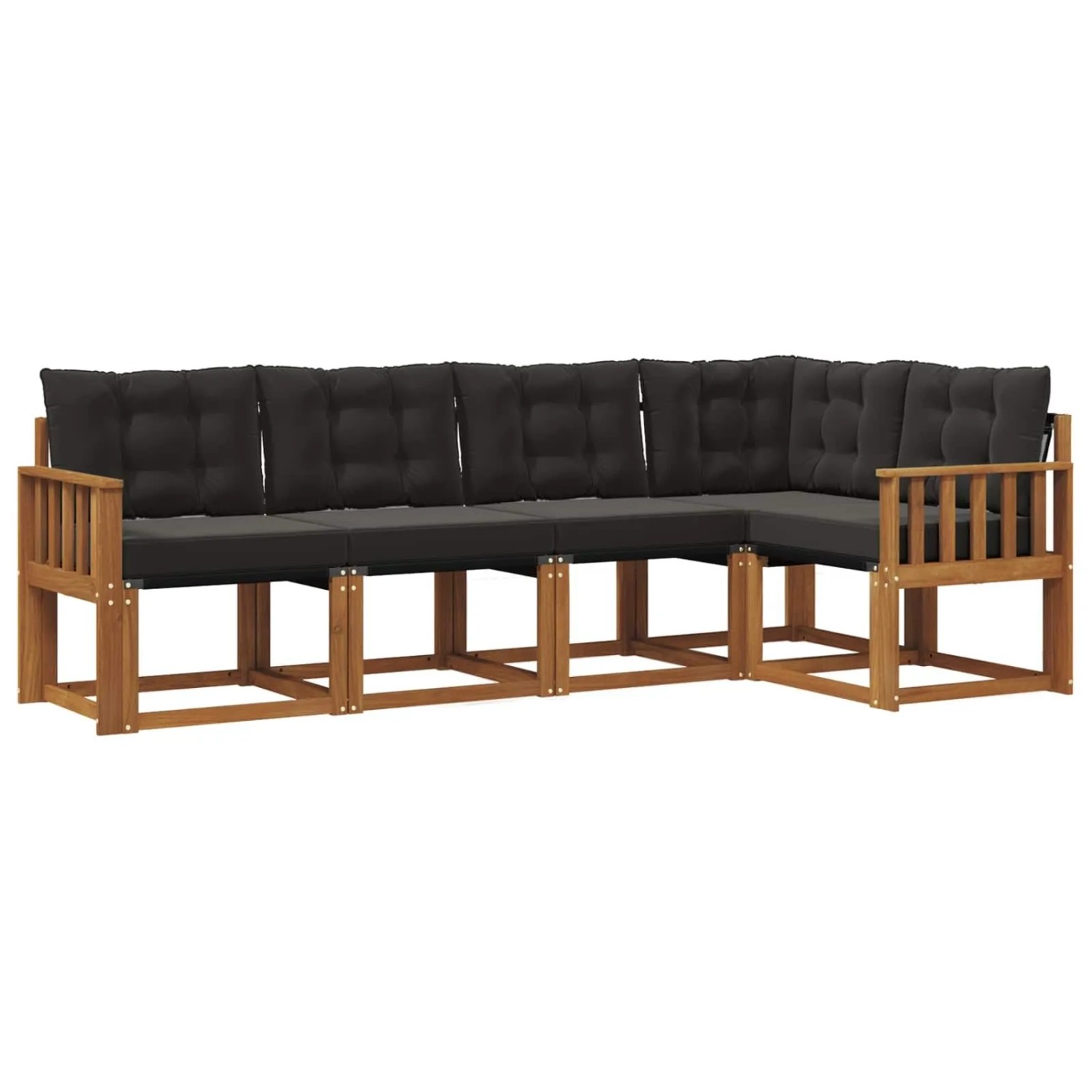 vidaXL Outdoor-Sofagarnitur mit Kissen 5-Tlg Natur und Schwarz 3368663