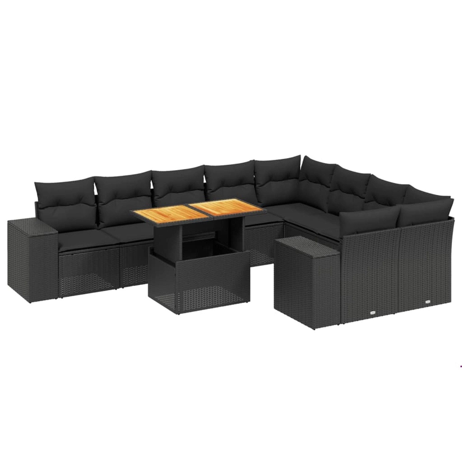 vidaXL 10-Tlg Garten-Sofagarnitur mit Kissen Schwarz Poly Rattan 3272791 günstig online kaufen