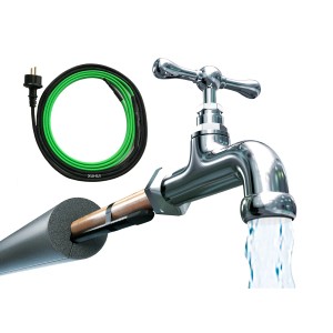 FM-SOLAR Heizkabel 24m am Wasserhahn mit Rohrisolierung. Frostschutz für Wasserleitungen.