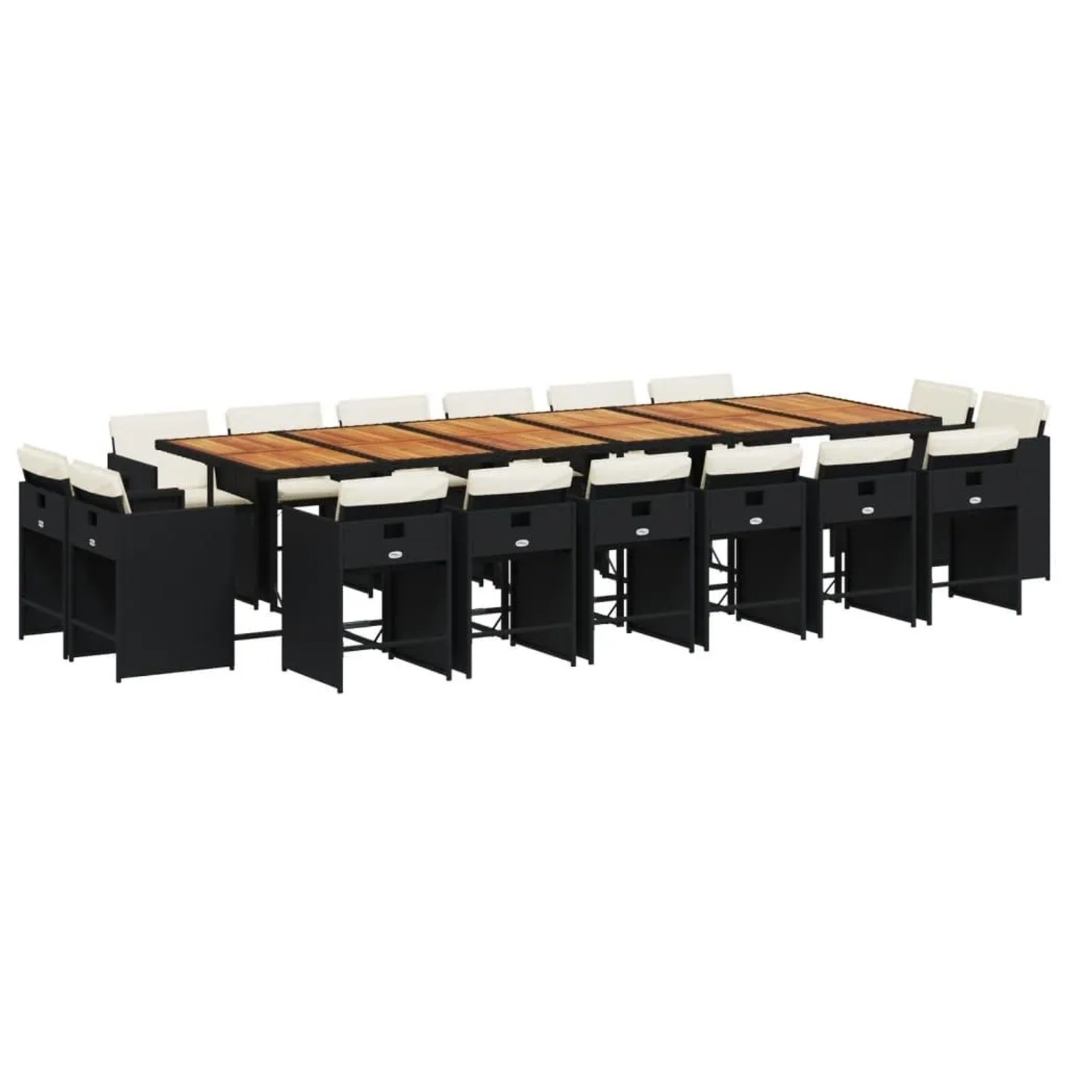 vidaXL 17-Tlg Garten-Essgruppe mit Kissen Schwarz Poly Rattan 3211251