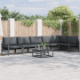 Anthrazitfarbenes vidaXL Garten-Sofa-Set (6-teilig) aus Stahl mit Tisch und Sitzkissen.