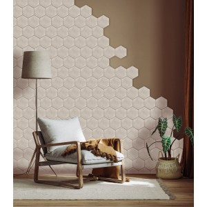Beispielszene mit weiß-glänzenden Antik Hexagon Wandfliesen aus Steingut im Retro-Look.