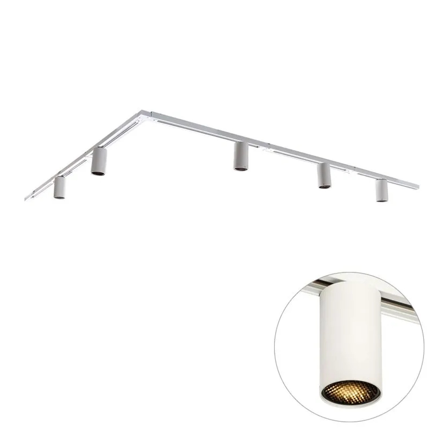QAZQA Modernes Schienensystem mit 5 Strahlern Weiß 1 Phasig GU10 35mm Iconic Ruby