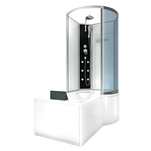 AcquaVapore Duschtempel K50-L00: Badewanne mit Duschkabine, Regendusche und Massagedüsen.