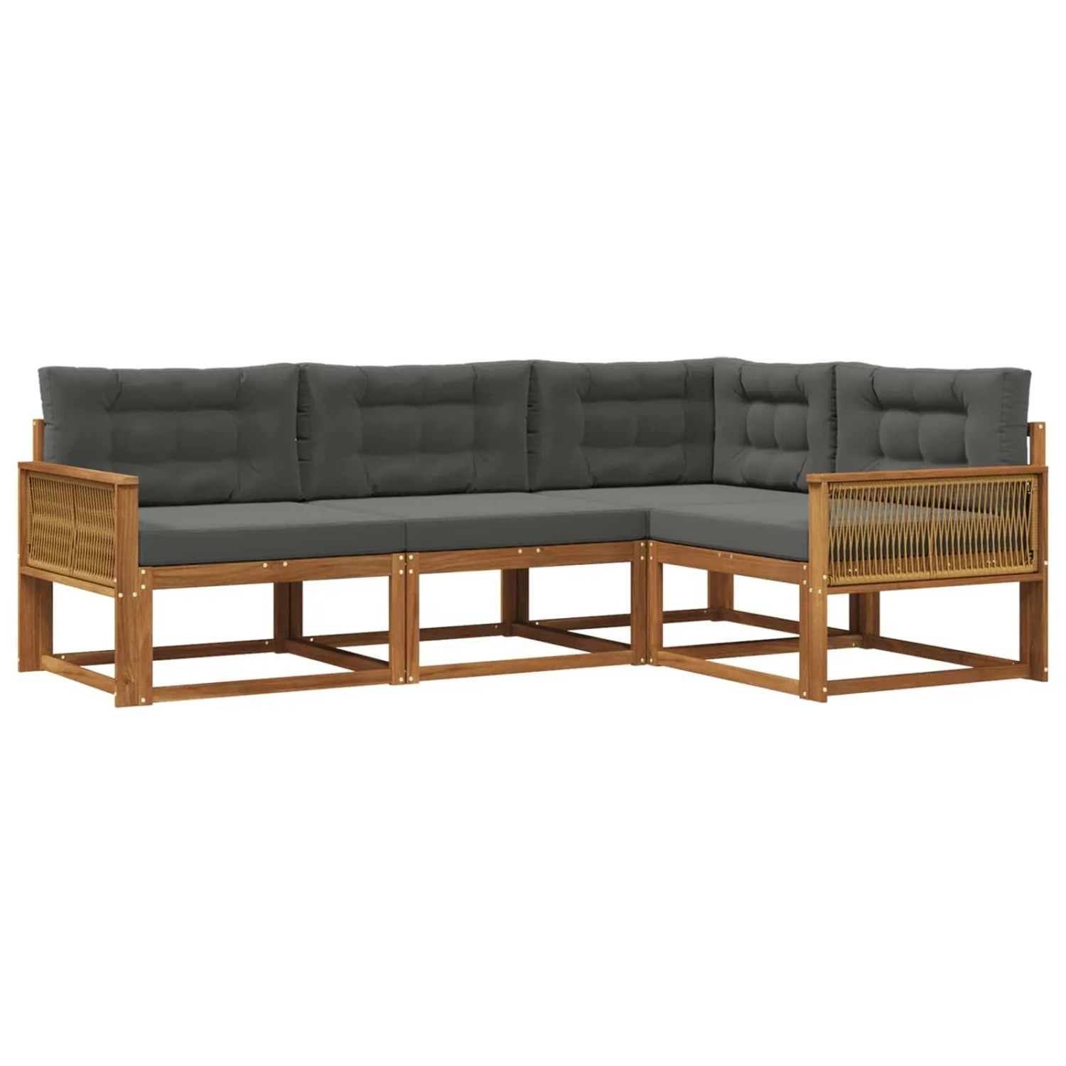 vidaXL Outdoor-Sofagarnitur mit Kissen 4 Stk Natur und Anthrazit 3382530